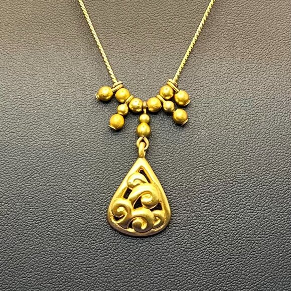 VTG Anne Klein II Brushed Satin Gold-Plated Pendant Necklace - Picture 7 of 14